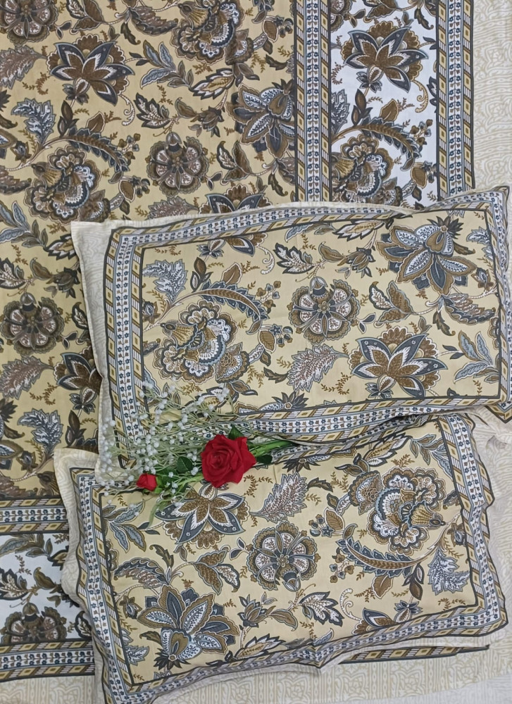 Image of Royal King Size Bedsheet in Pure Cotton | 108×108 Inch Large Bed Sheet