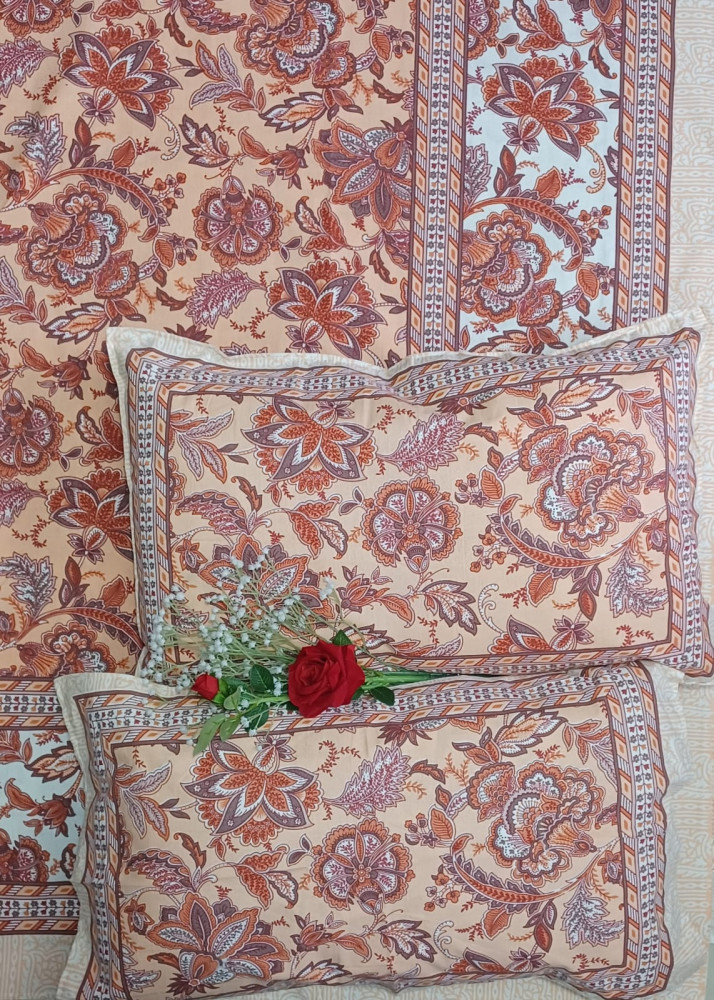 Image of Royal King Size Bedsheet in Pure Cotton | 108×108 Inch Large Bed Sheet