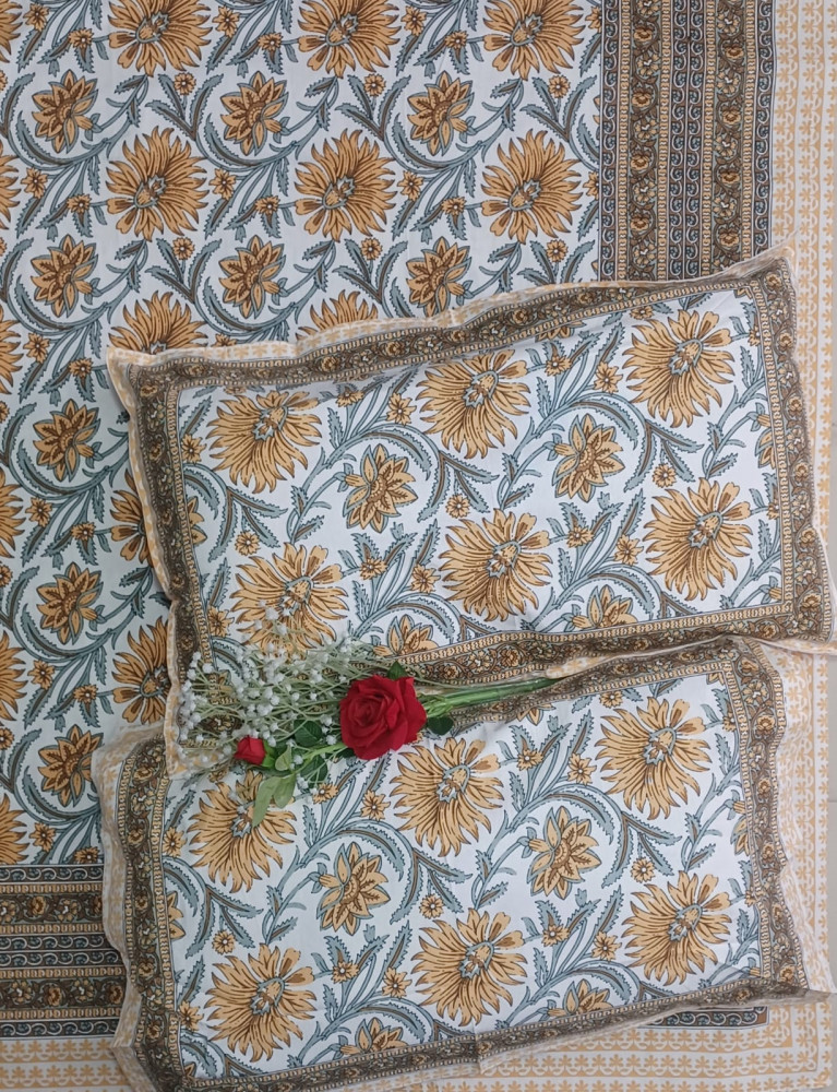 Image of Royal King Size Bedsheet in Pure Cotton | 108×108 Inch Large Bed Sheet