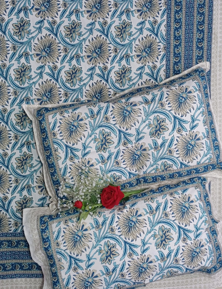 Image of Royal King Size Bedsheet in Pure Cotton | 108×108 Inch Large Bed Sheet