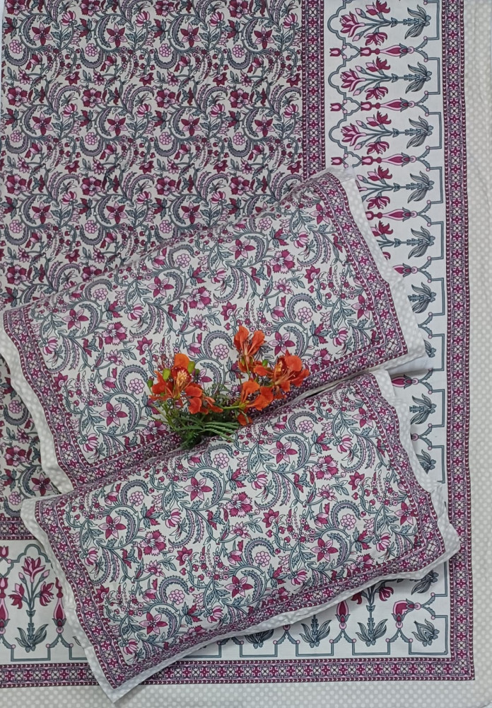 Image of Royal King Size Bedsheet in Pure Cotton | 108×108 Inch Large Bed Sheet