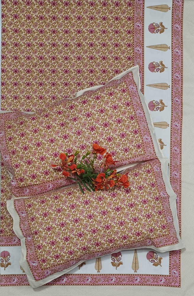 Image of Royal King Size Bedsheet in Pure Cotton | 108×108 Inch Large Bed Sheet