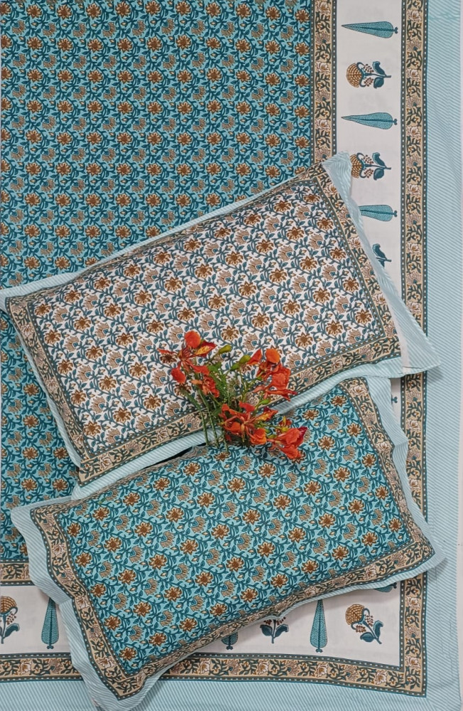 Image of Royal King Size Bedsheet in Pure Cotton | 108×108 Inch Large Bed Sheet