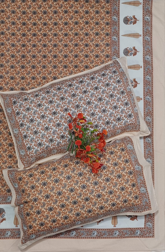 Image of Royal King Size Bedsheet in Pure Cotton | 108×108 Inch Large Bed Sheet