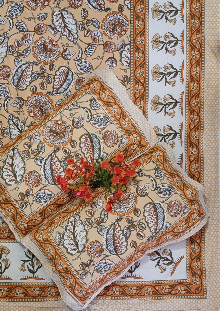 Image of Royal King Size Bedsheet in Pure Cotton | 108×108 Inch Large Bed Sheet