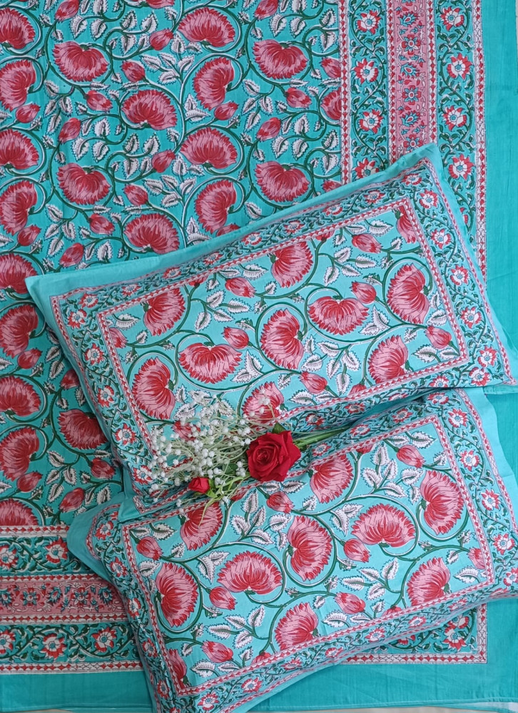 Image of Royal King Size Bedsheet in Pure Cotton | 108×108 Inch Large Bed Sheet