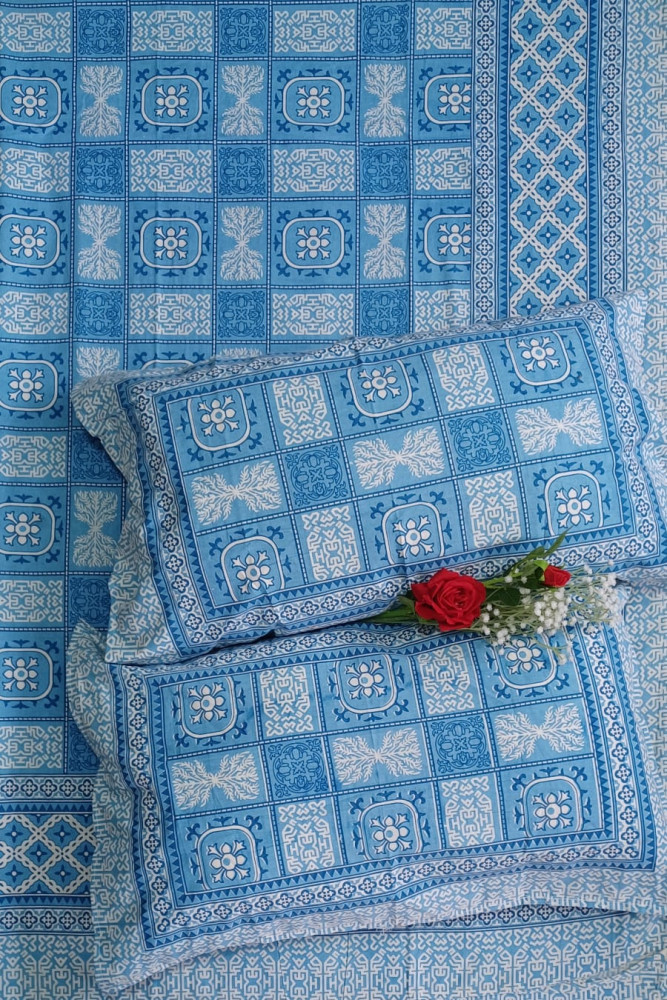 Image of Royal King Size Bedsheet in Pure Cotton | 108×108 Inch Large Bed Sheet