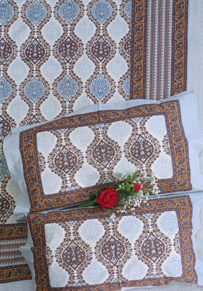 Image of Royal King Size Bedsheet in Pure Cotton | 108×108 Inch Large Bed Sheet