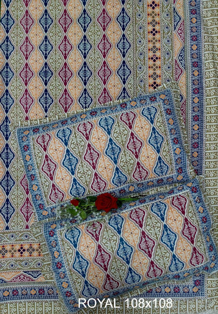 Image of Royal King Size Bedsheet in Pure Cotton | 108×108 Inch Large Bed Sheet