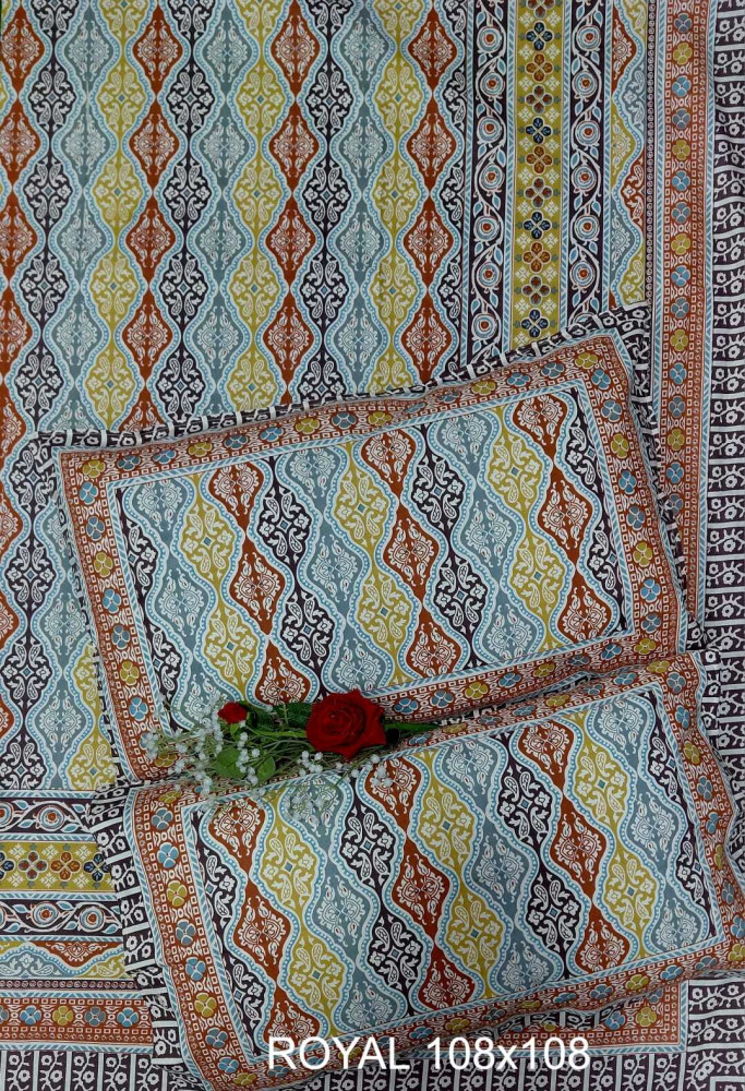 Image of Royal King Size Bedsheet in Pure Cotton | 108×108 Inch Large Bed Sheet