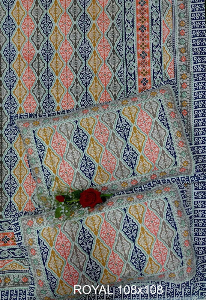 Image of Royal King Size Bedsheet in Pure Cotton | 108×108 Inch Large Bed Sheet