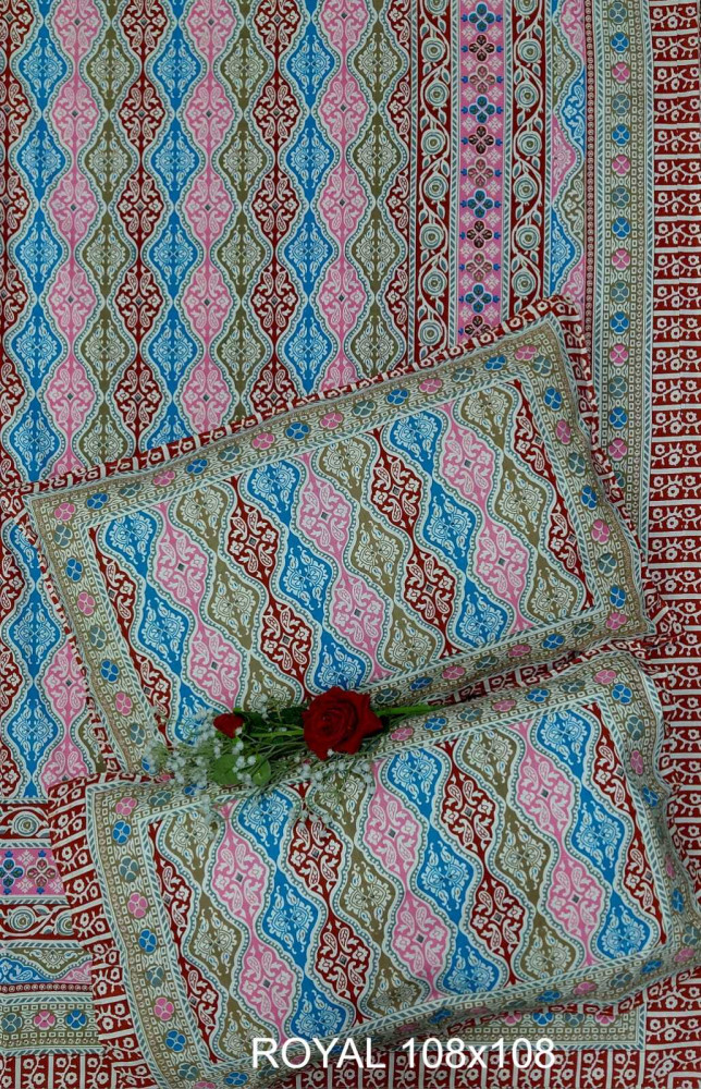 Image of Royal King Size Bedsheet in Pure Cotton | 108×108 Inch Large Bed Sheet