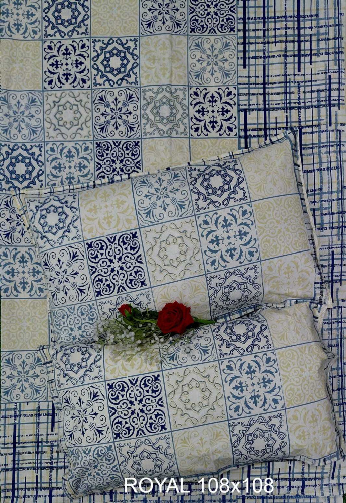 Image of Royal King Size Bedsheet in Pure Cotton | 108×108 Inch Large Bed Sheet