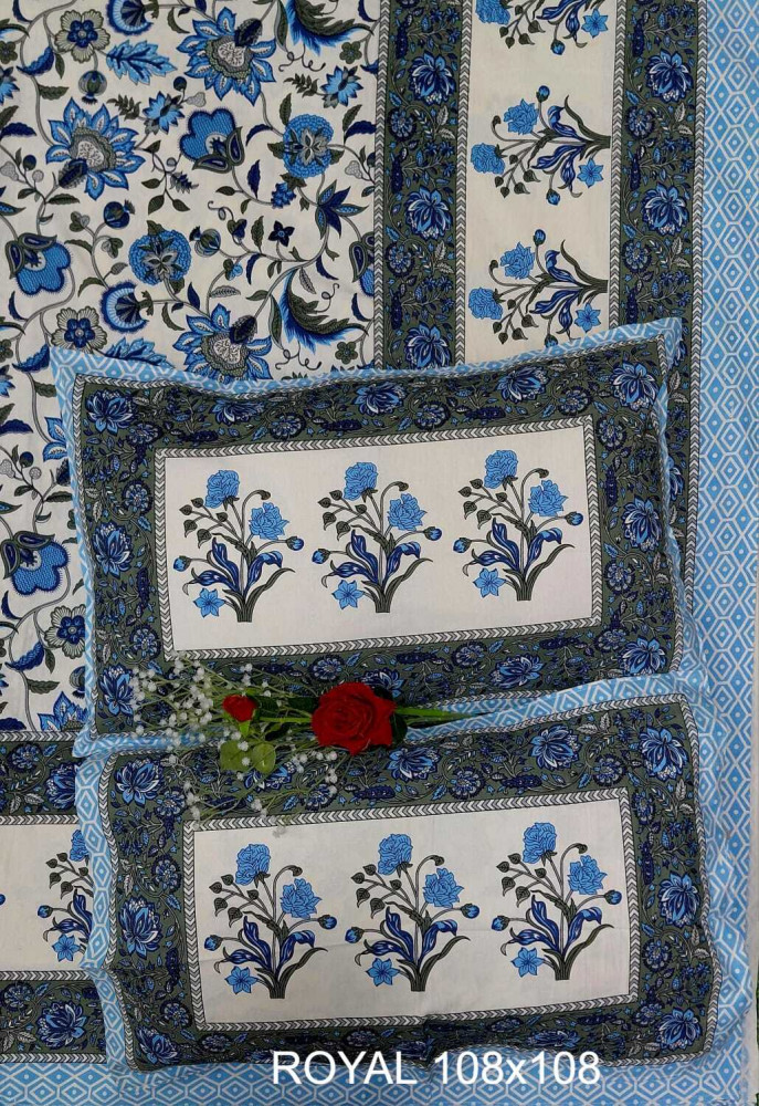 Image of Royal King Size Bedsheet in Pure Cotton | 108×108 Inch Large Bed Sheet