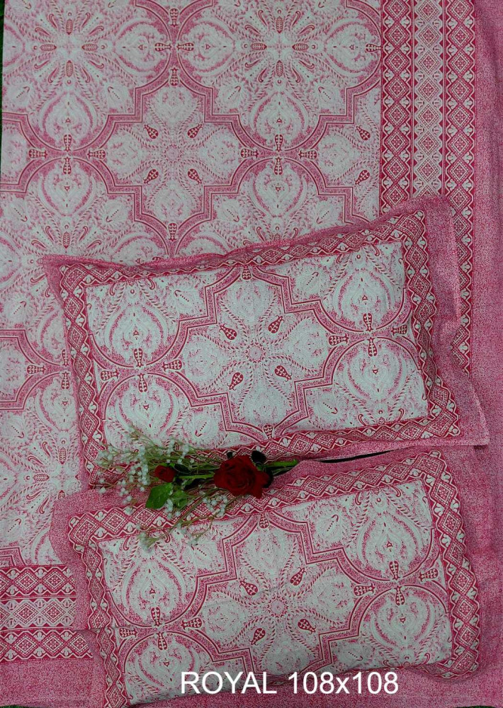 Image of Royal King Size Bedsheet in Pure Cotton | 108×108 Inch Large Bed Sheet