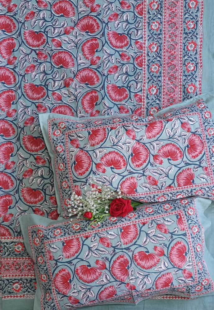 Image of Royal King Size Bedsheet in Pure Cotton | 108×108 Inch Large Bed Sheet