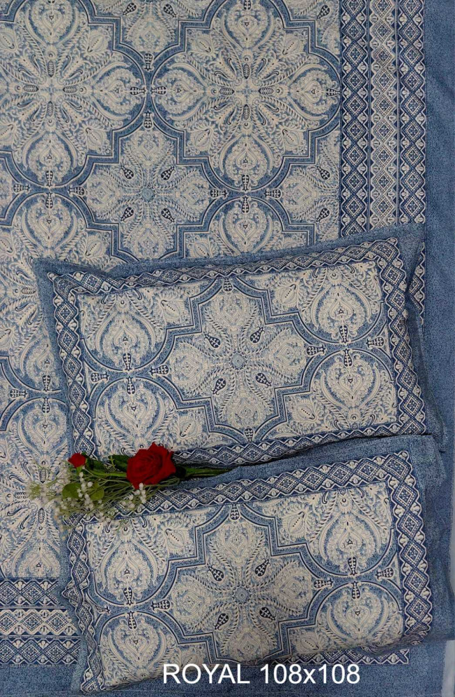 Image of Royal King Size Bedsheet in Pure Cotton | 108×108 Inch Large Bed Sheet