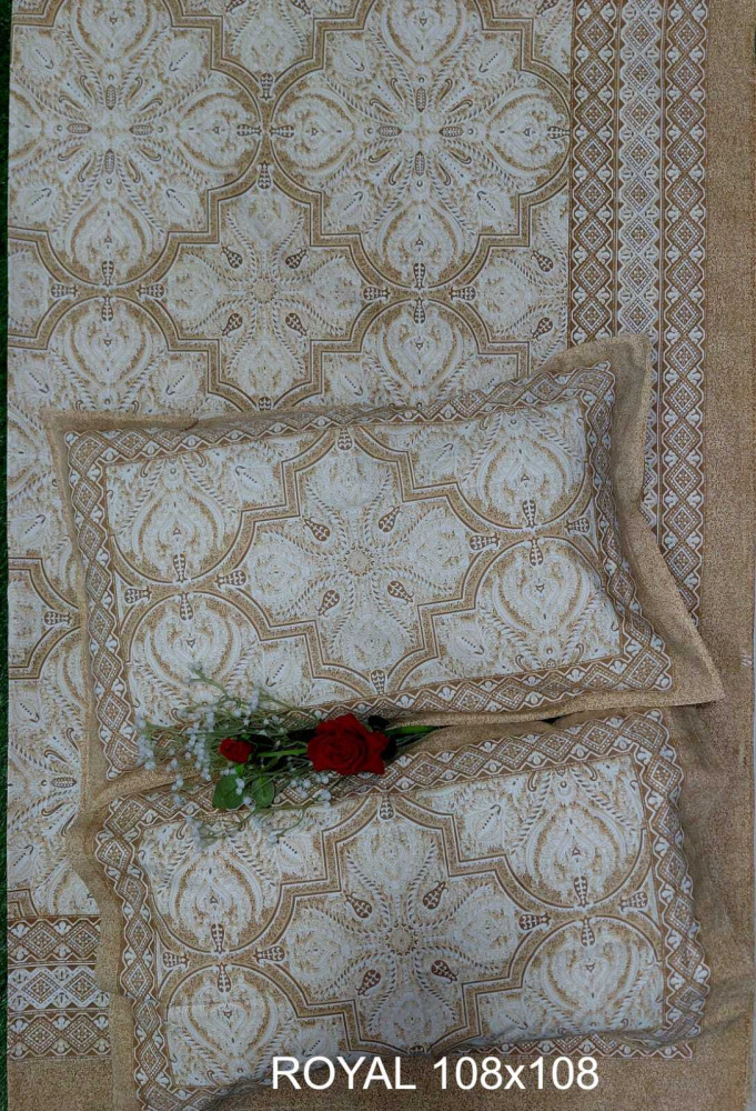 Image of Royal King Size Bedsheet in Pure Cotton | 108×108 Inch Large Bed Sheet