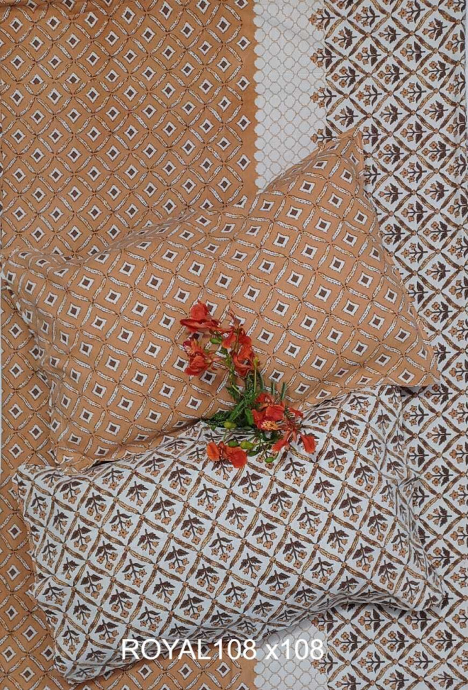 Image of Royal King Size Bedsheet in Pure Cotton | 108×108 Inch Large Bed Sheet