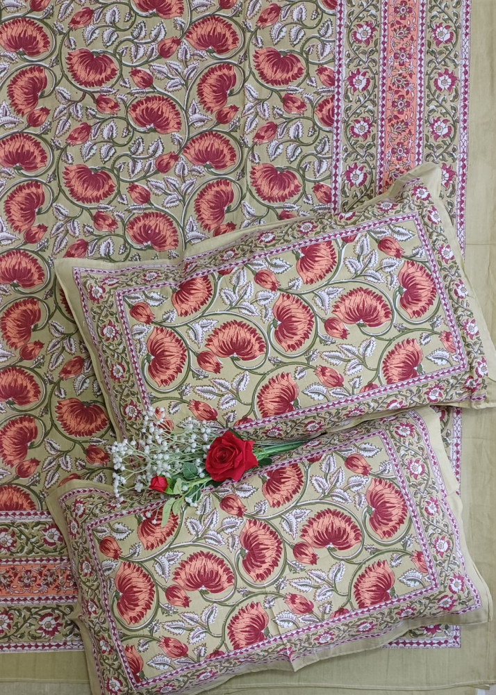 Image of Royal King Size Bedsheet in Pure Cotton | 108×108 Inch Large Bed Sheet