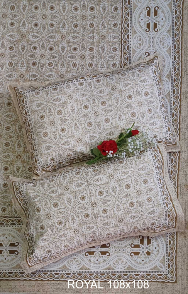 Image of Royal King Size Bedsheet in Pure Cotton | 108×108 Inch Large Bed Sheet