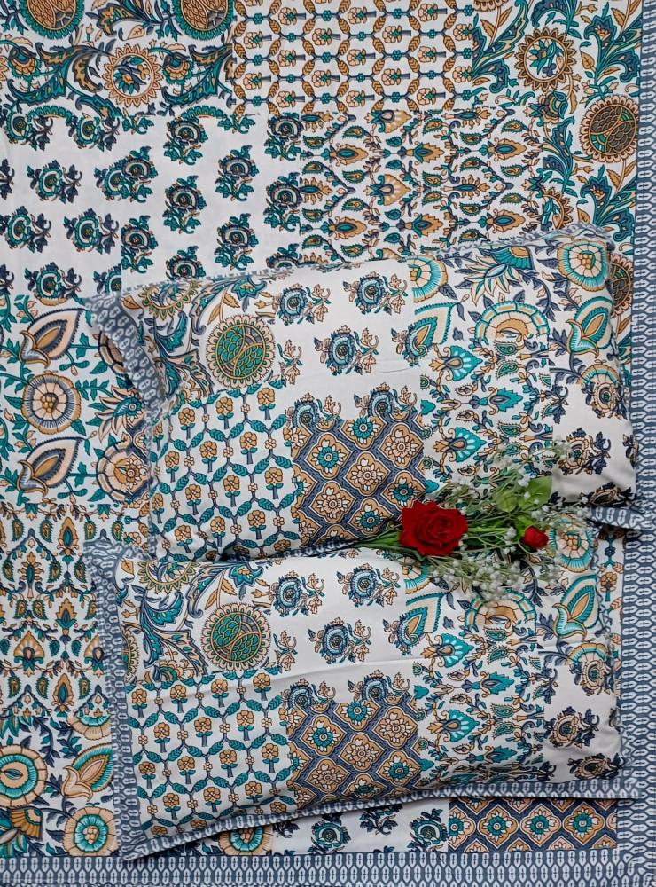 Image of Royal King Size Bedsheet in Pure Cotton | 108×108 Inch Large Bed Sheet