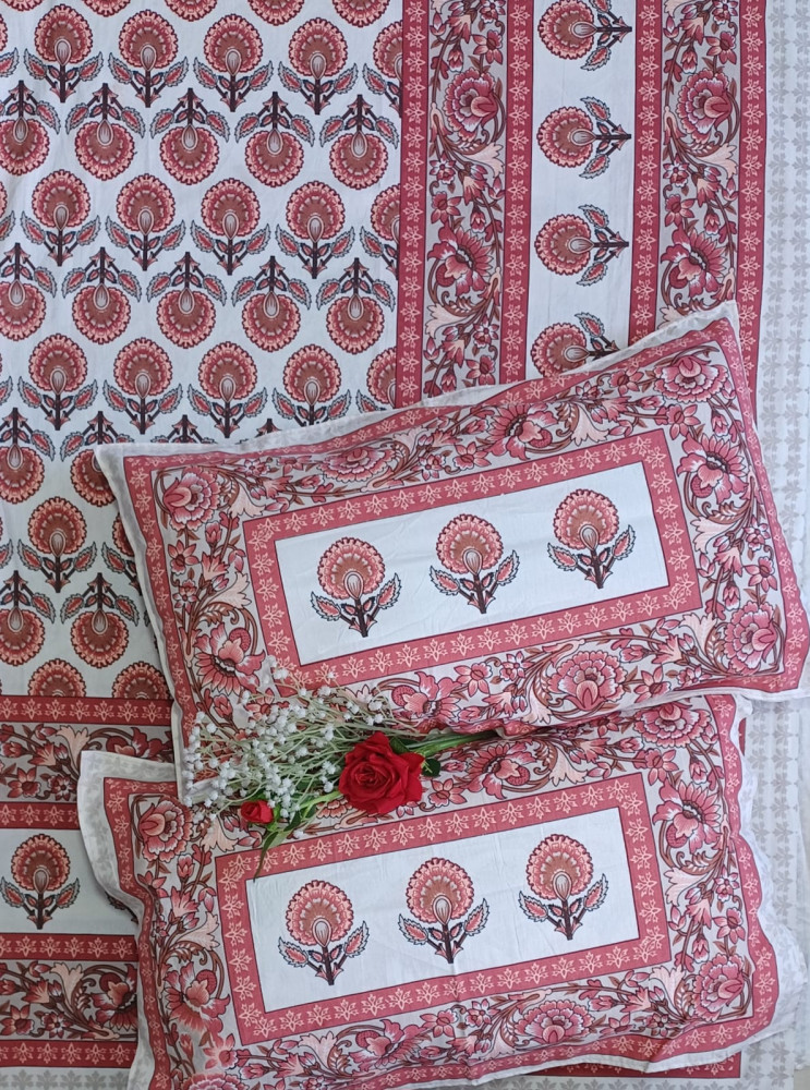 Image of Royal King Size Bedsheet in Pure Cotton | 108×108 Inch Large Bed Sheet