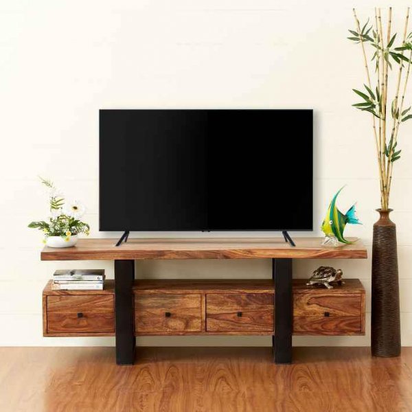 Aaram By Zebrs Wooden standard TV stand unit Solid Wood TV