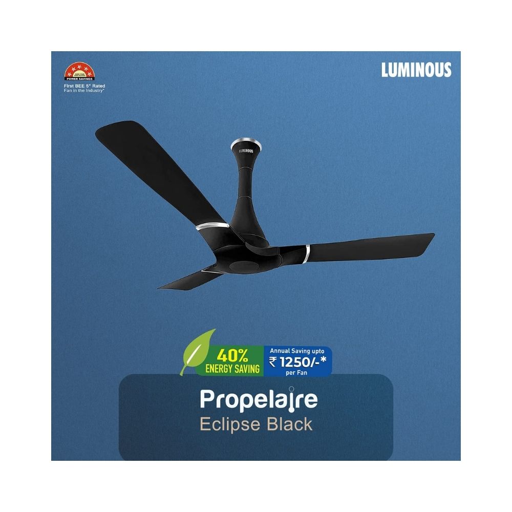 Luminous Propelaire 1200MM Designer Ceiling Fan for Home (Eclipse Black)