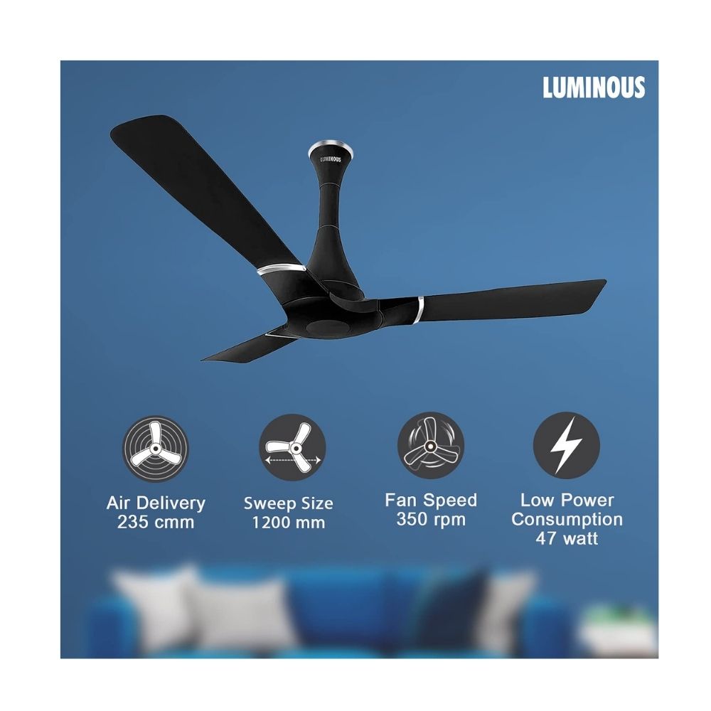 Luminous Propelaire 1200MM Designer Ceiling Fan for Home (Eclipse Black)
