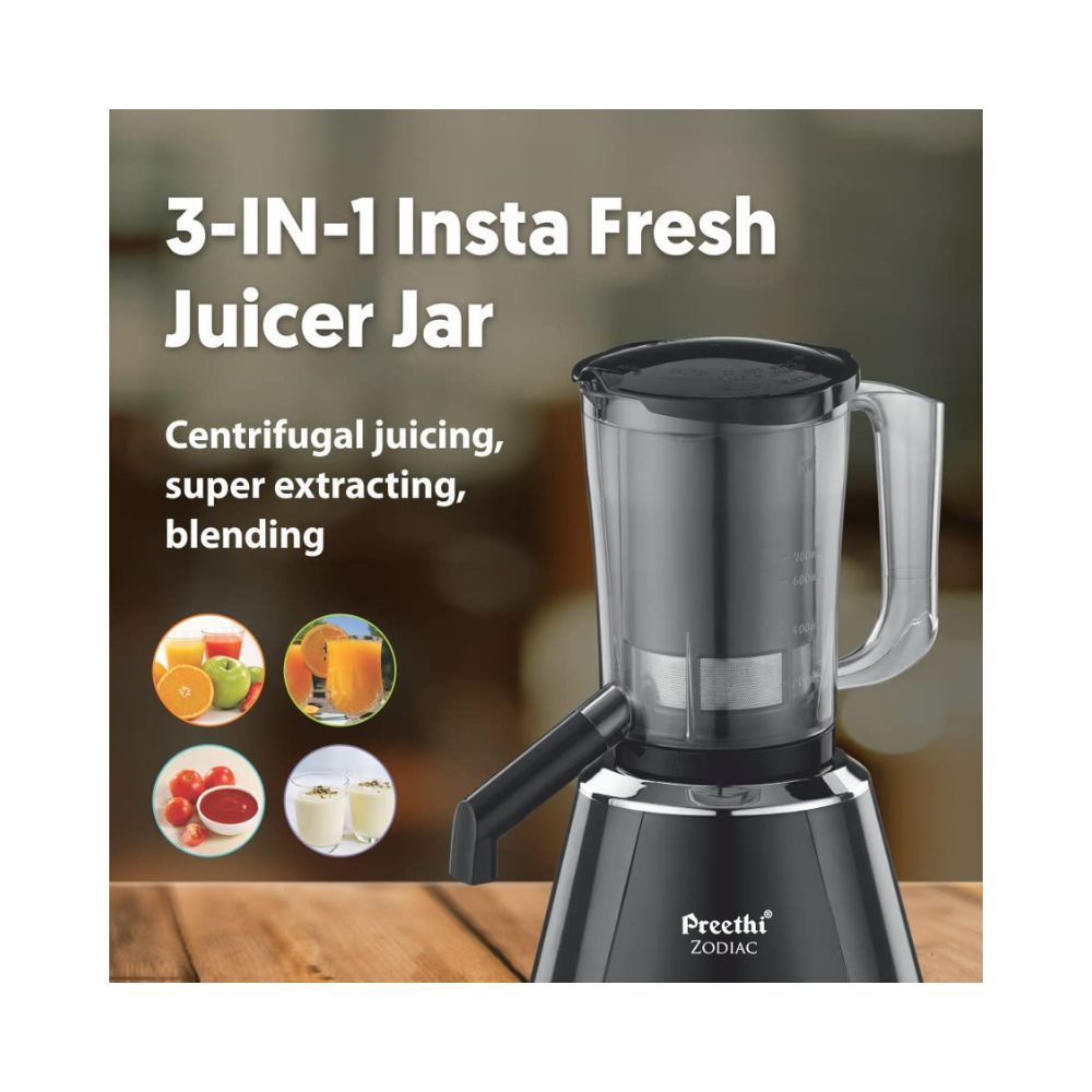 Preethi Zodiac MG218 mixer grinder, 750 watt, Black/Light Grey