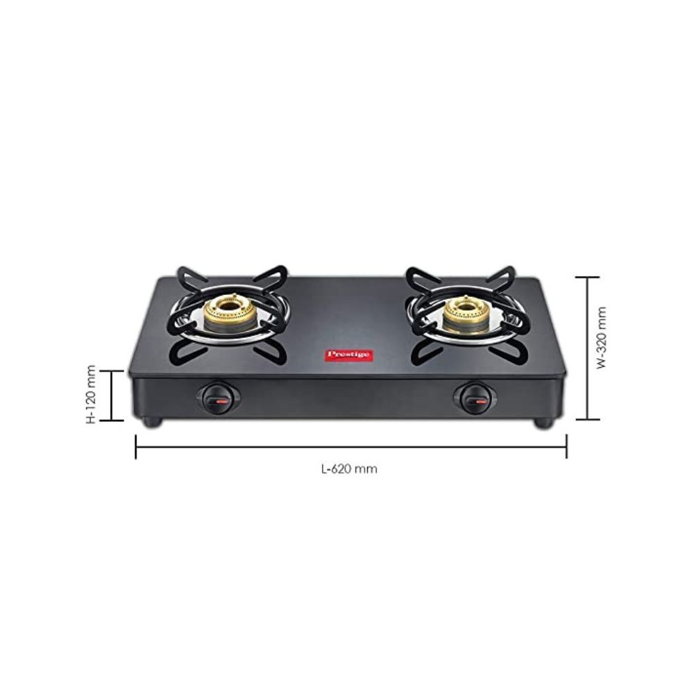 Prestige IRIS LPG Gas Stove, 2 Burner, Black, Powder coater Mild Steel