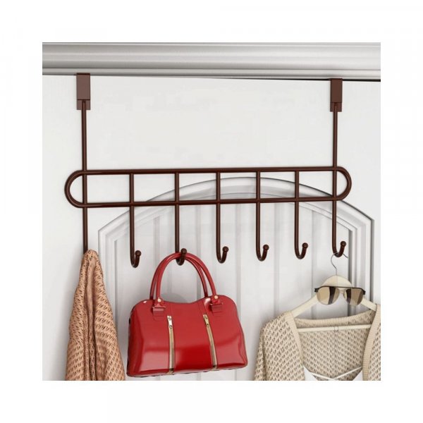 The Door Hook Hanger Organizer/Wall Hook Rack Black (7 Hook)