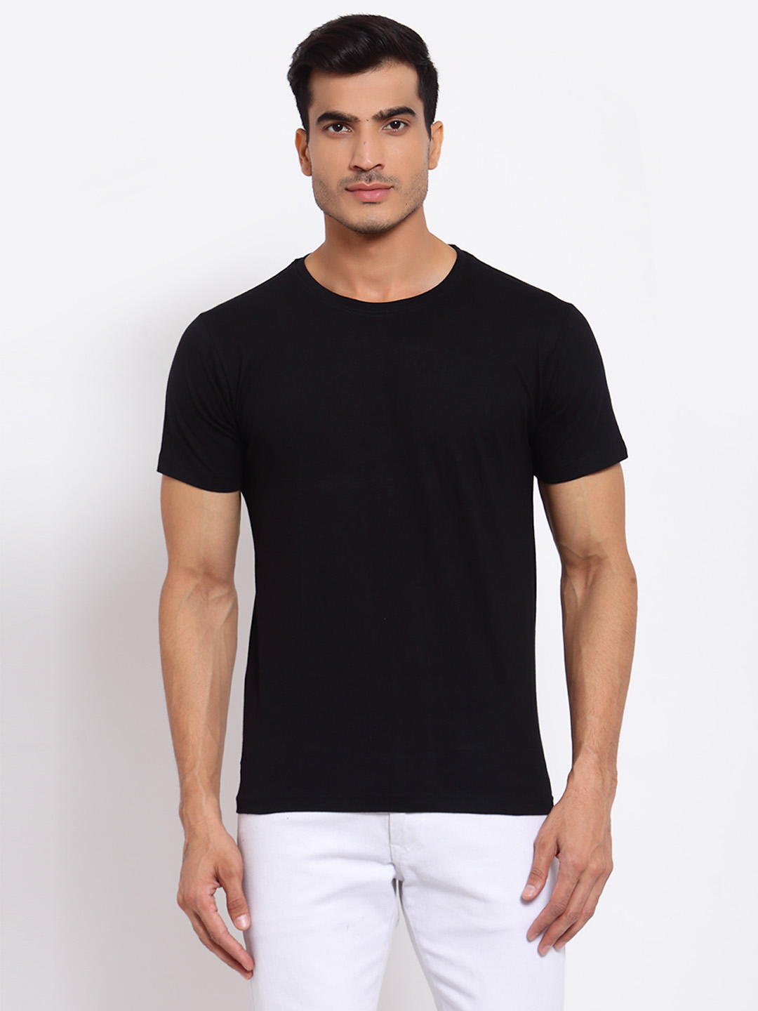 Plain Black T Shirt Front And Back