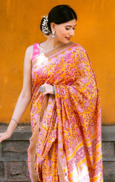 Haldi Essentials saree banner showcasing elegant ethnic wear