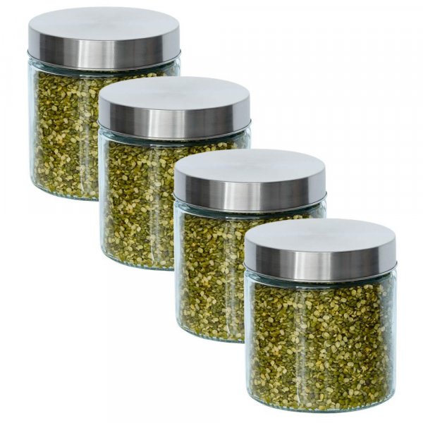 Glass Cylinder Storage Jar750ML, Set of 4