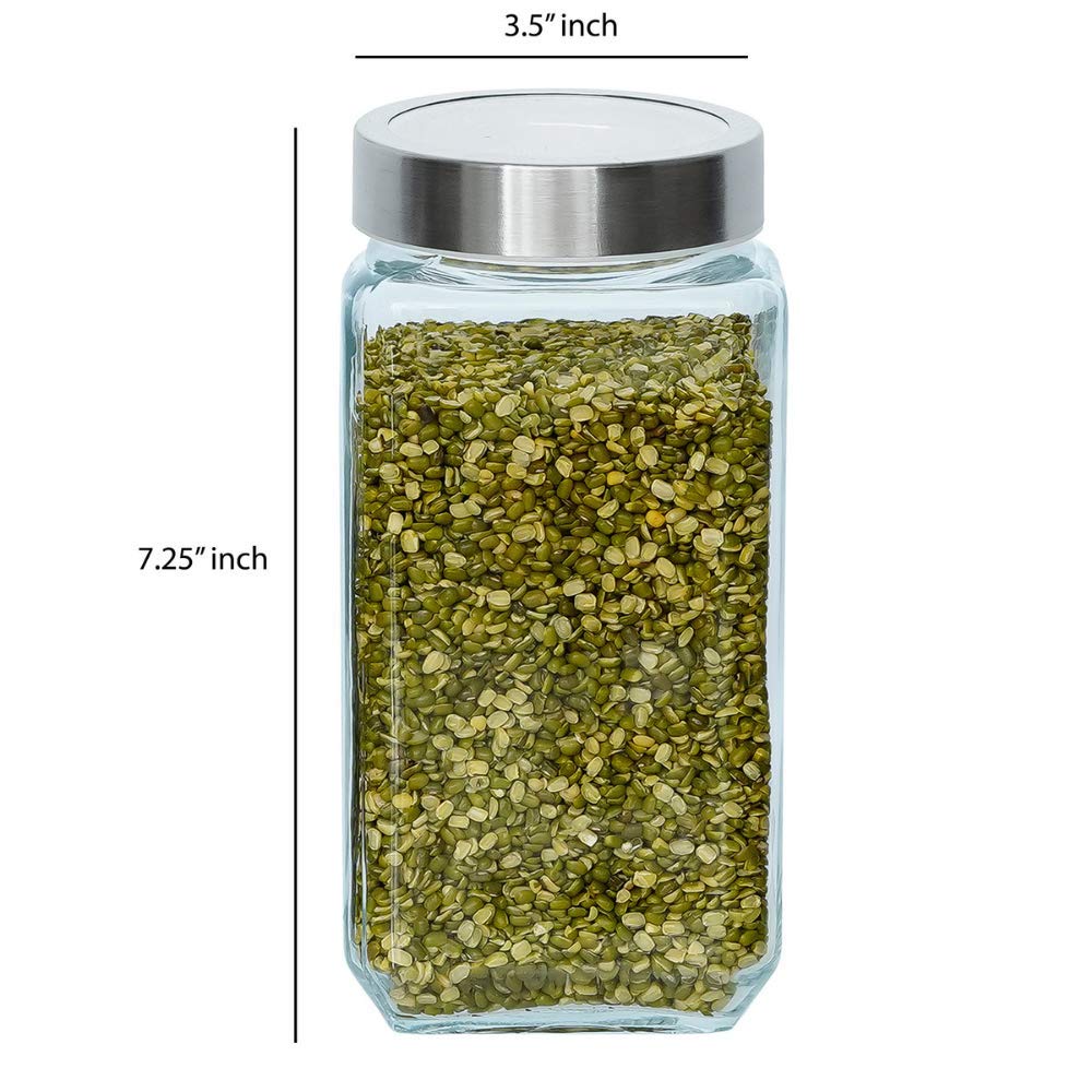 Glass Cuboid Kitchen Storage Jar1000ML, Set of 2