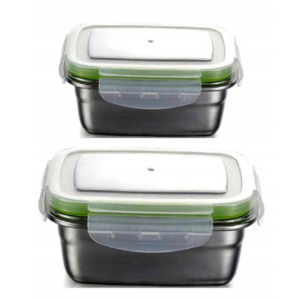 Femora High Steel Rectangle Container with Lock Lid Lunch Box for Office, Storage, Lunch Box