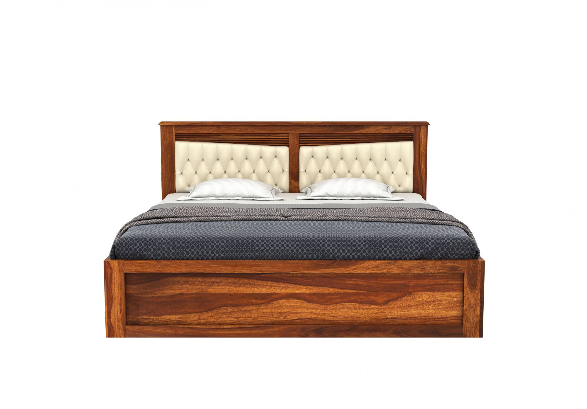 Spanish Sheesham Wood Bed With Box Storage King Size Teak Finish