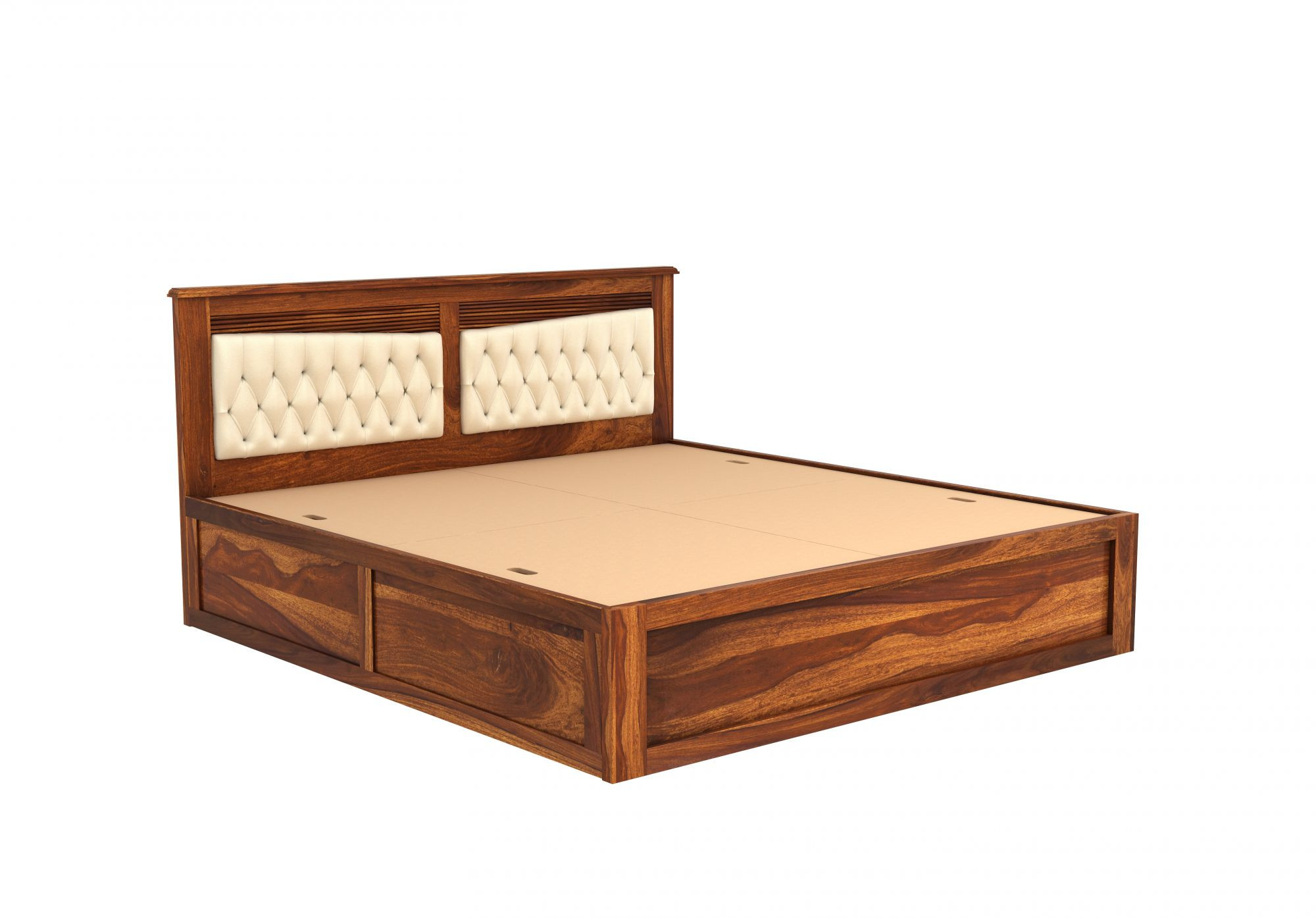 Spanish Sheesham Wood Bed With Box Storage King Size Teak Finish