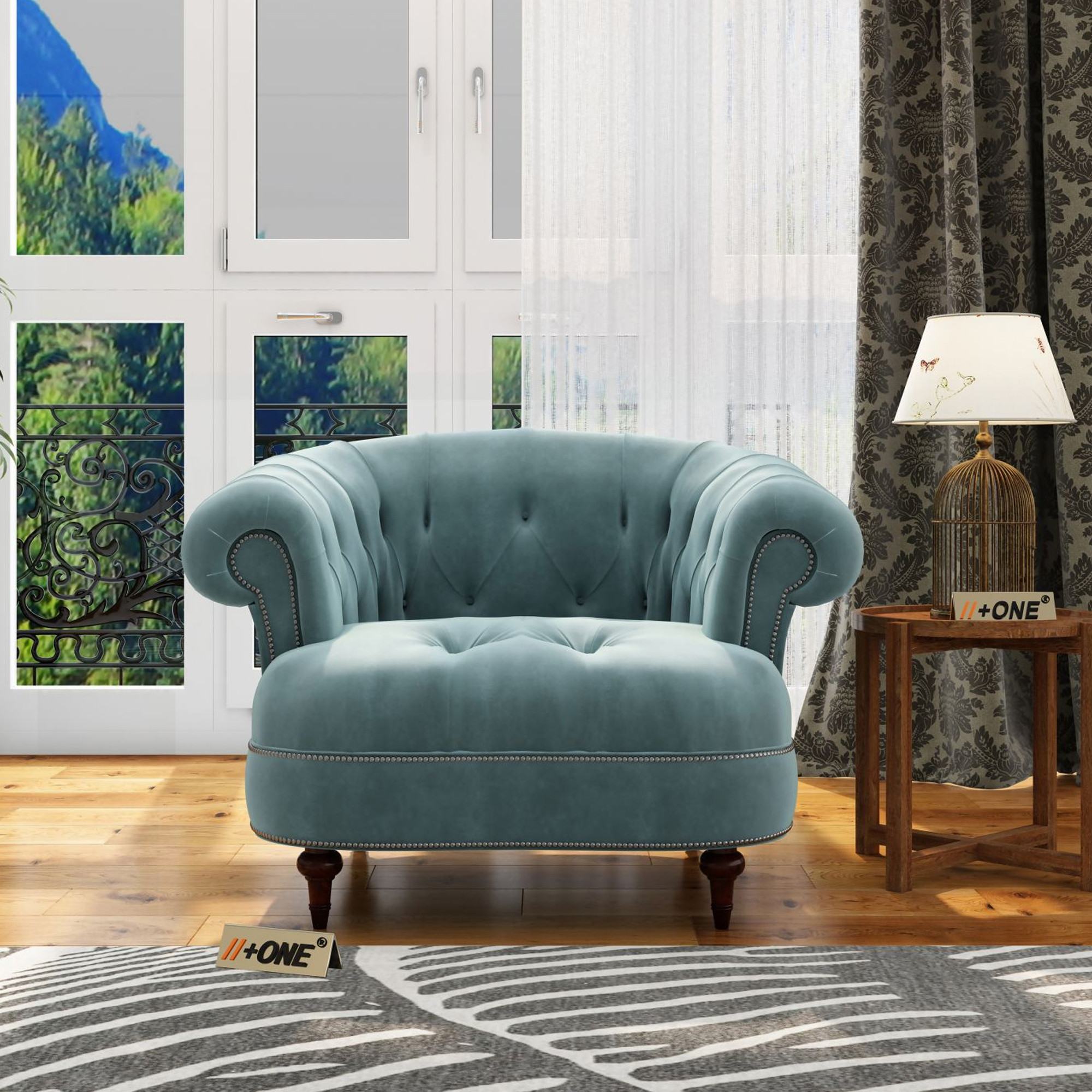 Duke Dusk Blue 1 Seater Sofa