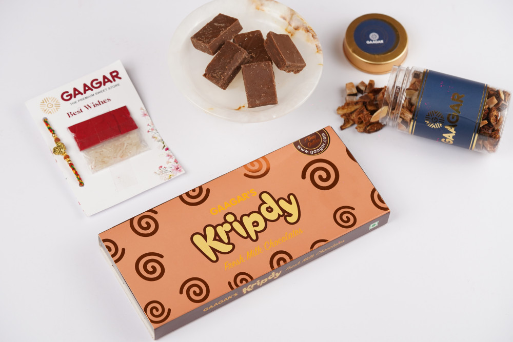 Image of Kripdy(250 GM) + Small Roasted Nuts Box + Rakhi