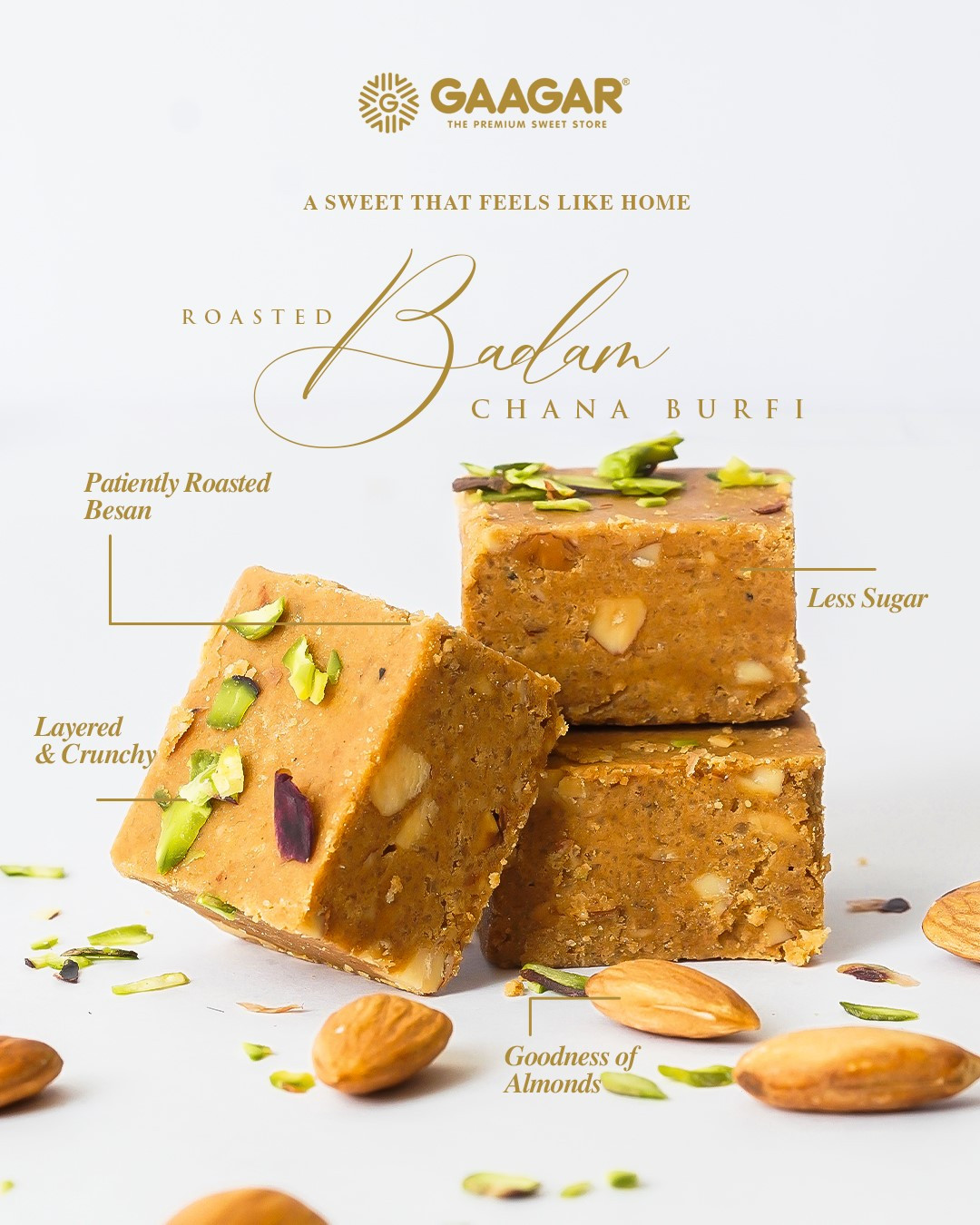 Roasted Badam Chana Burfi 24 pcs box  Rakhi