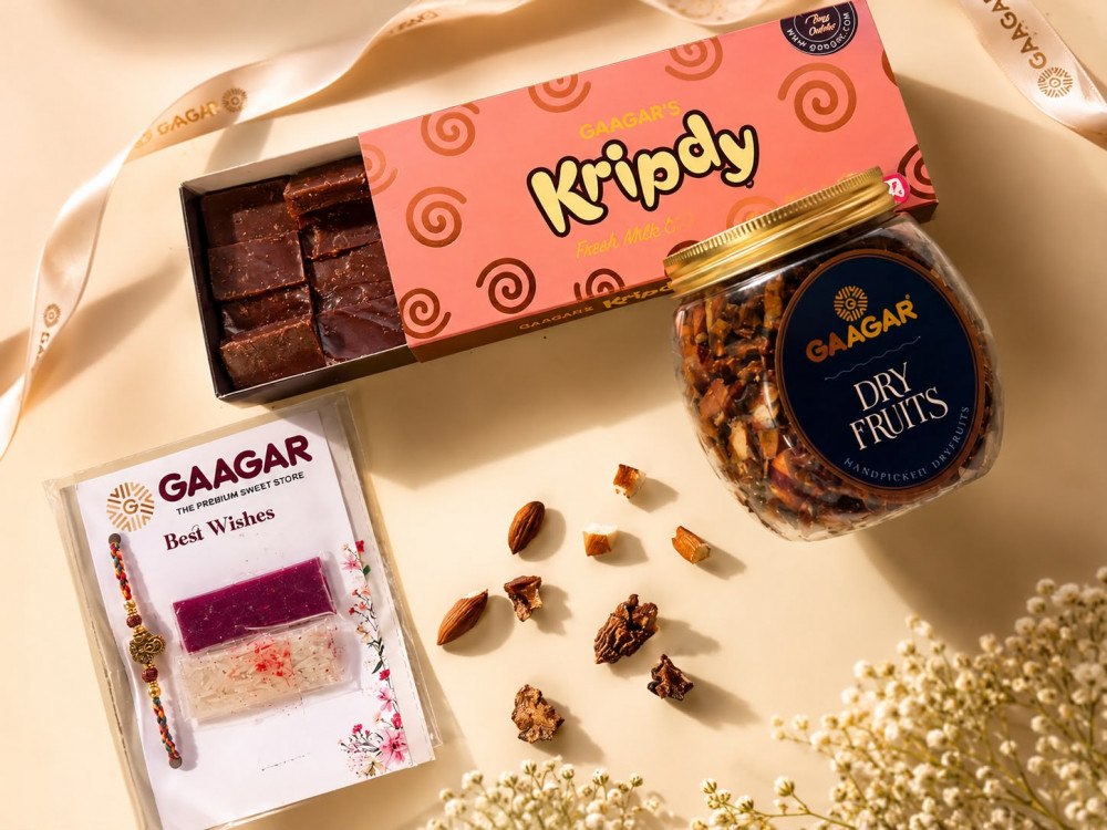 Image of Kripdy(250 GM) + Small Roasted Nuts Box + Rakhi