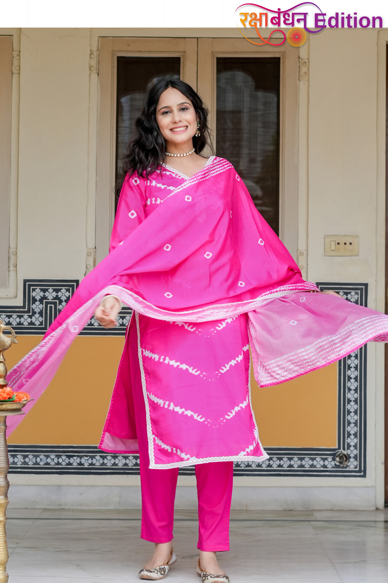 GULRANG LEHERIYA EMBELLISHED KURTA SET
