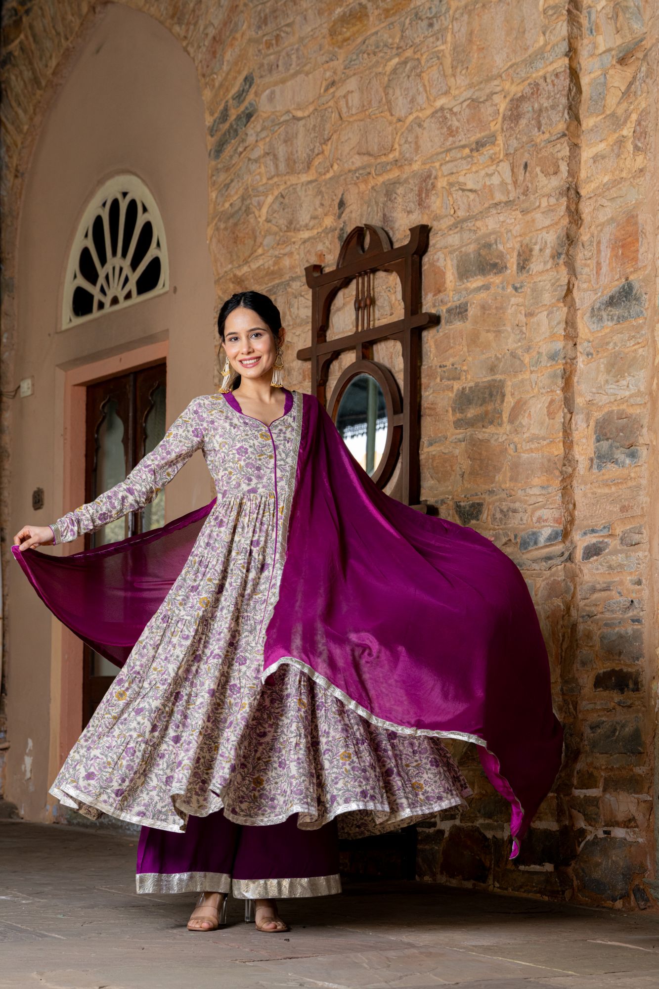 OPULENT PURPLE ANARKALI SUIT SET