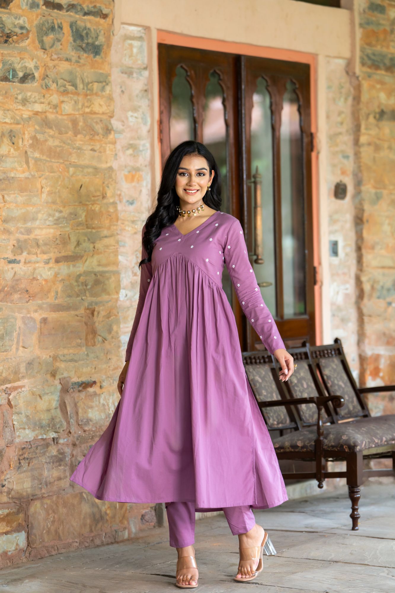 LAVENDER HUES EMBROIDERY KURTA SET
