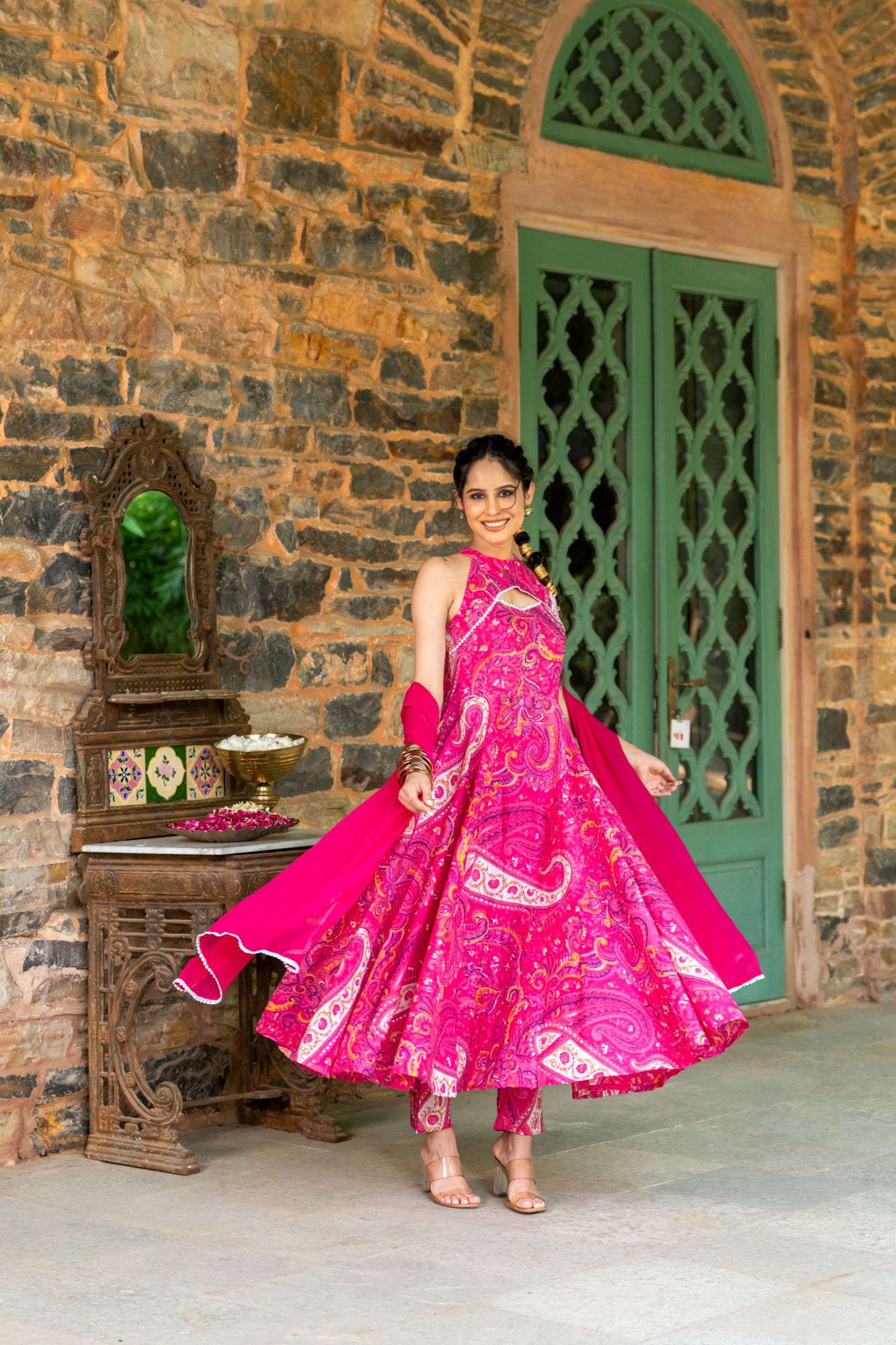 PINK PETAL ANARKALI SET