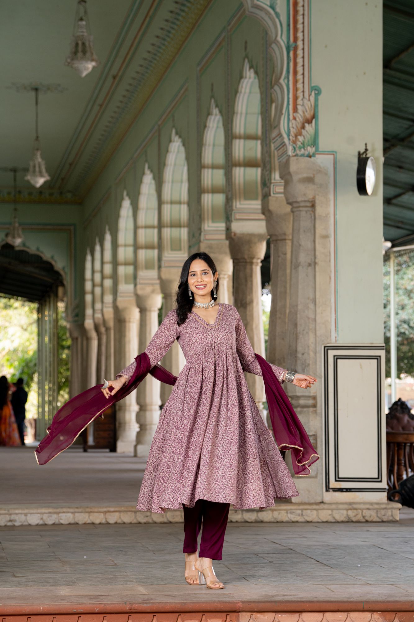 GARNET COTTON FLARED KURTA SET