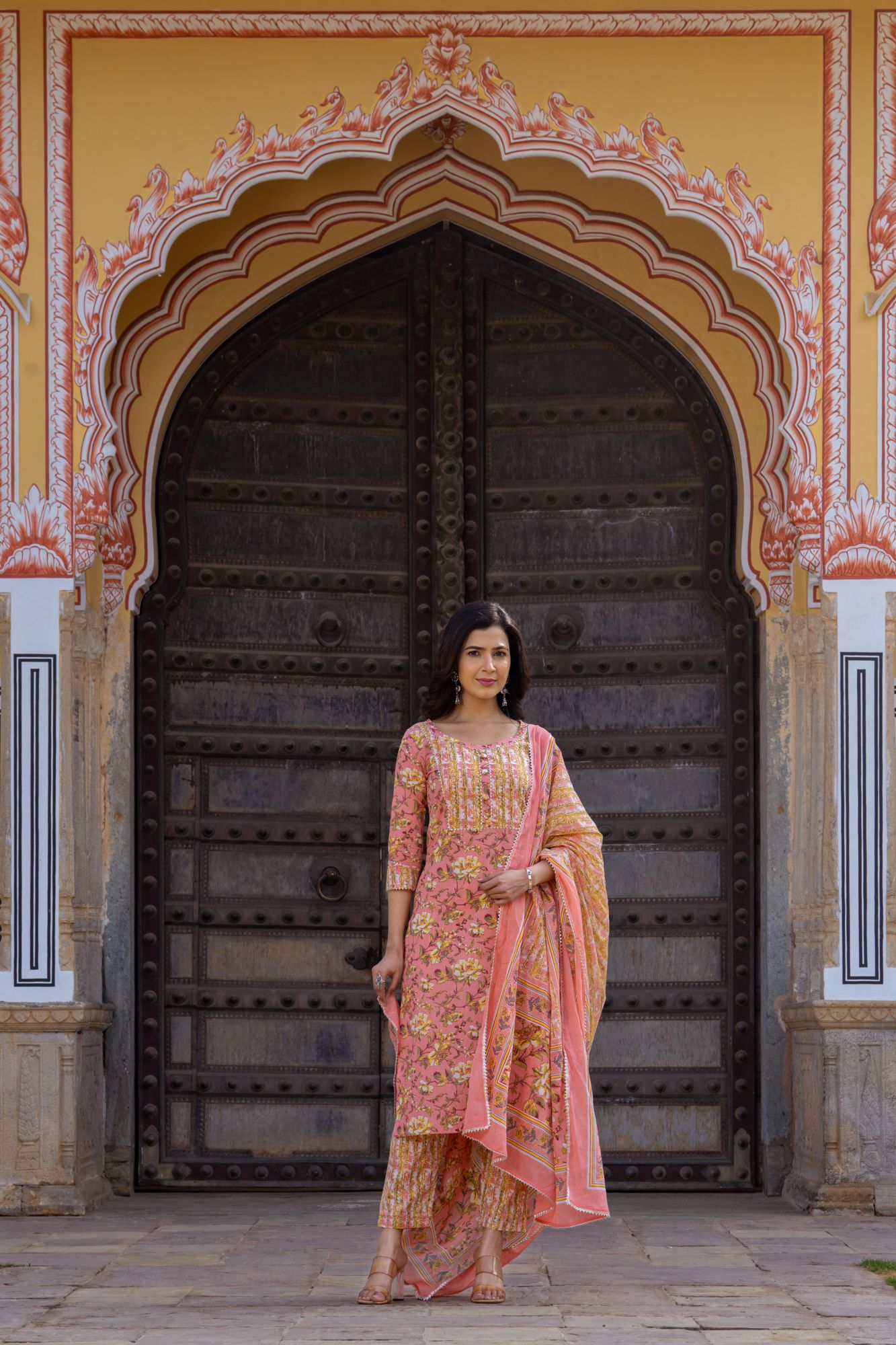 PEACH BLOSSOM COTTON KURTA SET